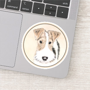 Wire Fox Terrier Painting - Niedliche Original Dog Aufkleber