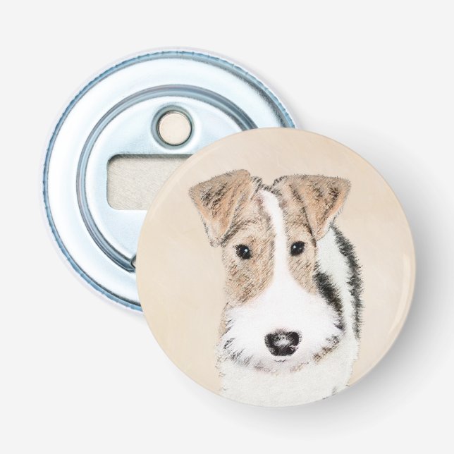 Wire Fox Terrier Painting - Niedliche Original Dog Flaschenöffner (Vorderseite)
