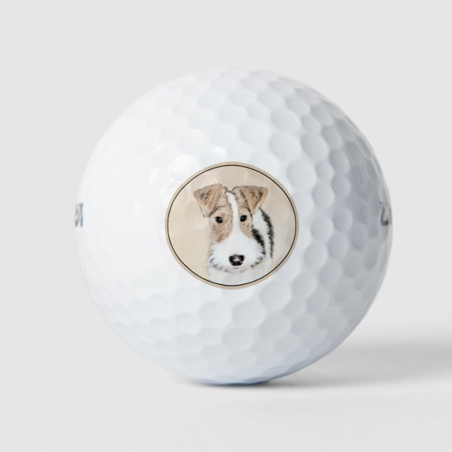 Wire Fox Terrier Painting - Niedliche Original Dog Golfball (Vorderseite)