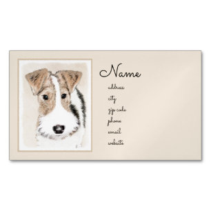 Wire Fox Terrier Painting - Niedliche Original Dog Magnetische Visitenkarte
