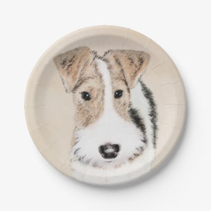 Wire Fox Terrier Painting - Niedliche Original Dog Pappteller