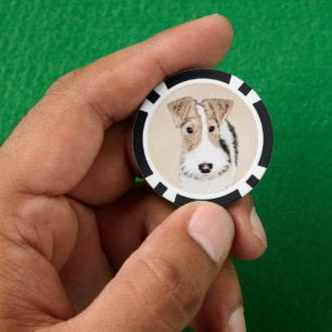 Wire Fox Terrier Painting - Niedliche Original Dog Pokerchips
