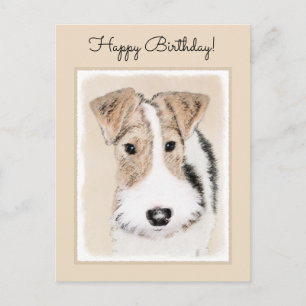 Wire Fox Terrier Painting - Niedliche Original Dog Postkarte
