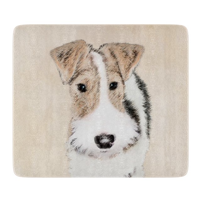 Wire Fox Terrier Painting - Niedliche Original Dog Schneidebrett (Vorderseite)