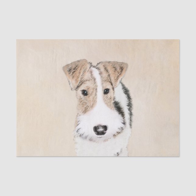 Wire Fox Terrier Painting - Niedliche Original Dog Seidenpapier (Vorderseite)
