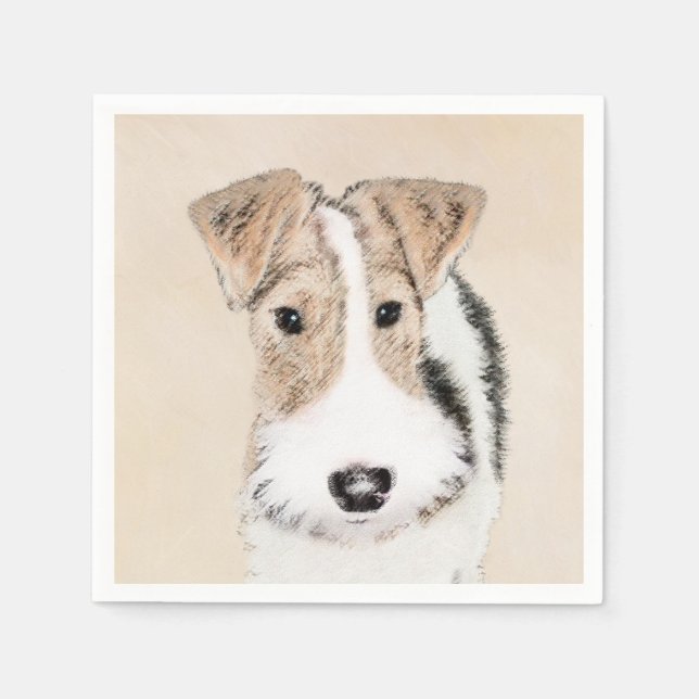 Wire Fox Terrier Painting - Niedliche Original Dog Serviette (Vorderseite)