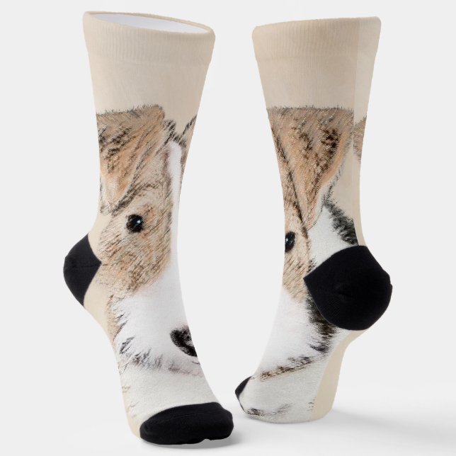 Wire Fox Terrier Painting - Niedliche Original Dog Socken (Gewinkelt)