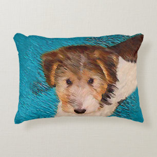 Wire Fox Terrier Puppy Painting - Original Dog Art Dekokissen