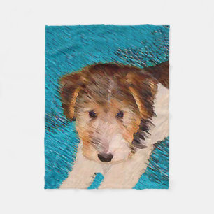 Wire Fox Terrier Puppy Painting - Original Dog Art Fleecedecke