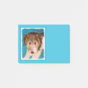Wire Fox Terrier Puppy Painting - Original Dog Art Post-it Klebezettel