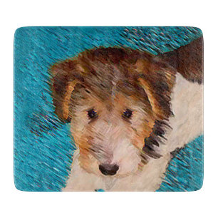 Wire Fox Terrier Puppy Painting - Original Dog Art Schneidebrett