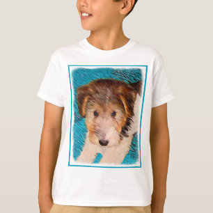 Wire Fox Terrier Puppy Painting - Original Dog Art T-Shirt
