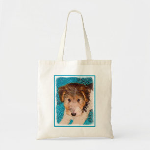 Wire Fox Terrier Puppy Painting - Original Dog Art Tragetasche