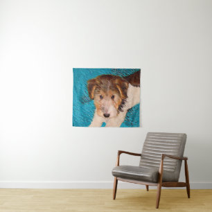 Wire Fox Terrier Puppy Painting - Original Dog Art Wandteppich
