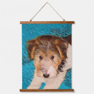 Wire Fox Terrier Puppy Painting - Original Dog Art Wandteppich Mit Holzrahmen