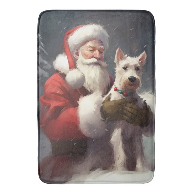 Wire Fox Terrier Santa Claus Weihnachten Badematte (Vorderseite Vertikal)