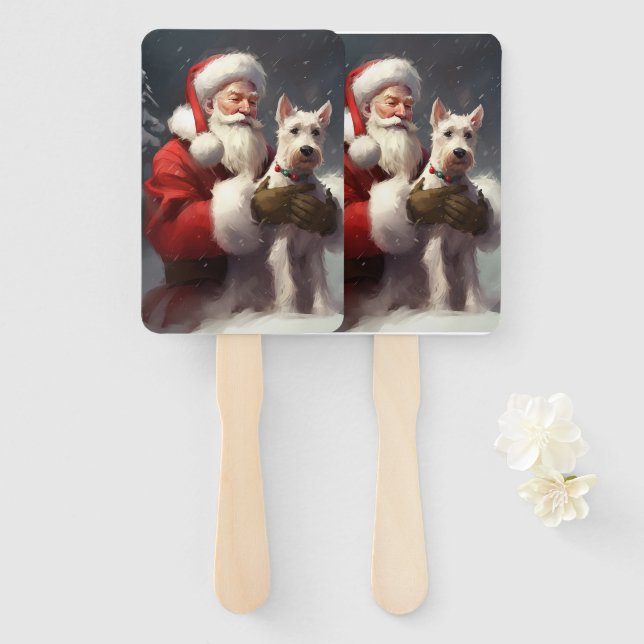 Wire Fox Terrier Santa Claus Weihnachten Fächer (Vorne und Hinten)