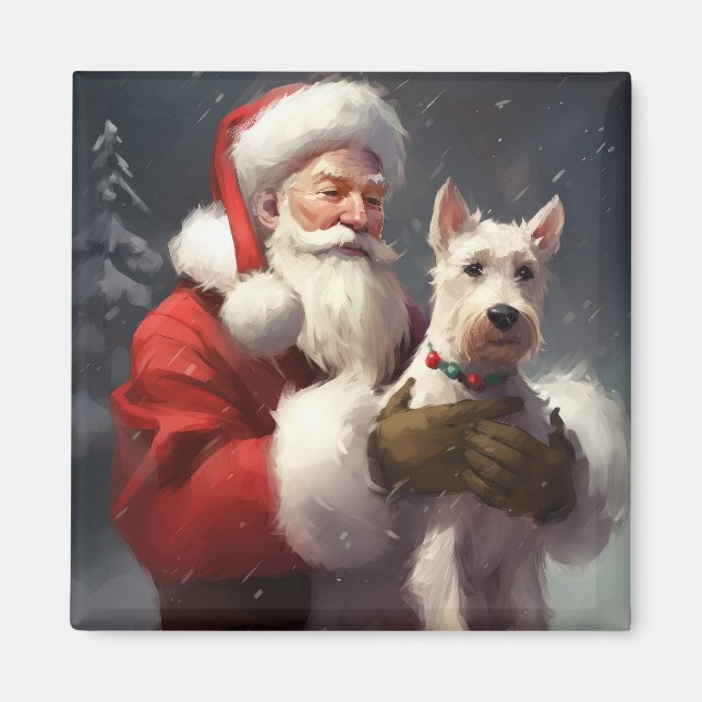 Wire Fox Terrier Santa Claus Weihnachten Magnet (Vorne)