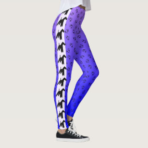 Wire Fox Terrier Silhouette Blue Lila Ombre Leggings