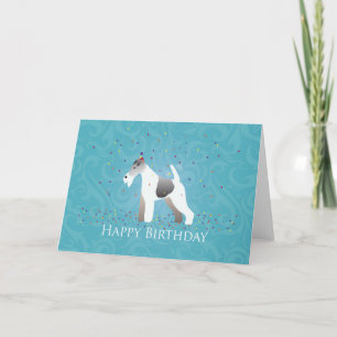 Wire Fox Terrier Silhouette Geburtstag Design Karte