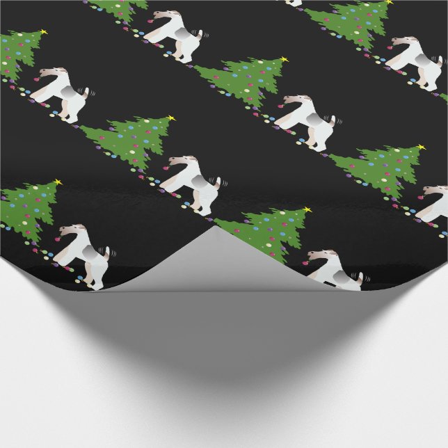 Wire Fox Terrier Silhouette Weihnachtsdesign Geschenkpapier (Ecke)