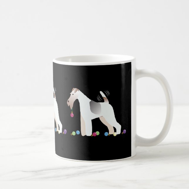 Wire Fox Terrier Silhouette Weihnachtsdesign Kaffeetasse (Rechts)