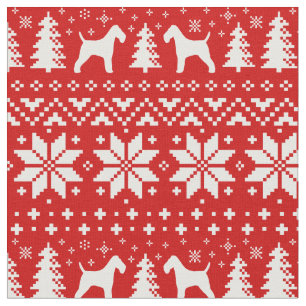 Wire Fox Terrier Silhouetten Weihnachtsfeiertag Stoff