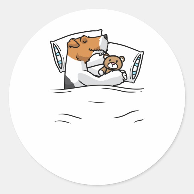 Wire Fox Terrier Sleep Shirt Runder Aufkleber (Vorderseite)