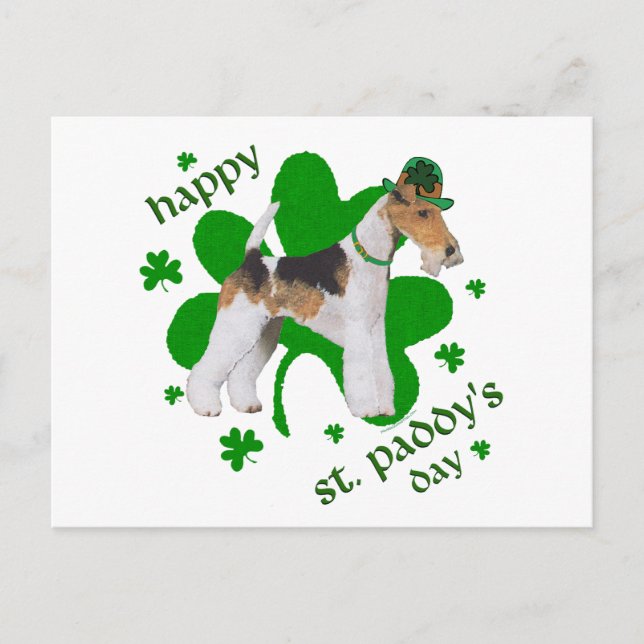 Wire Fox Terrier St Patricks Day Postkarte (Vorderseite)