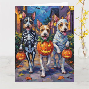 Wire Fox Terrier Trick-or-Treating Halloween Karte