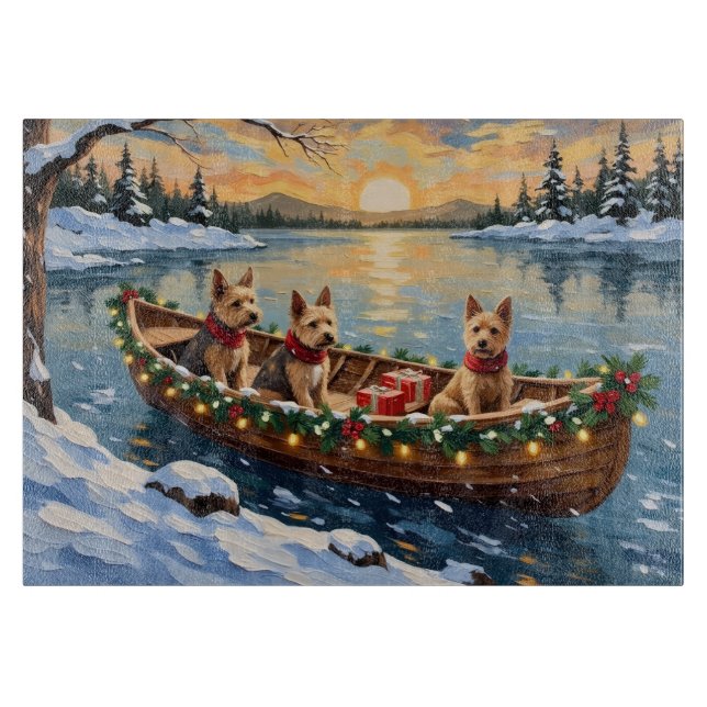 Wire Fox Terrier Weihnachtsboot Urlaub Schneidebrett (Vorderseite)