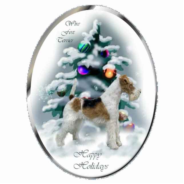 Wire Fox Terrier Weihnachtsgeschenke Ornament Fotoskulptur Ornament (Vorne)