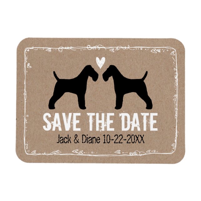 Wire Fox Terriers Wedding speichern das Datum Magnet (Horizontal)