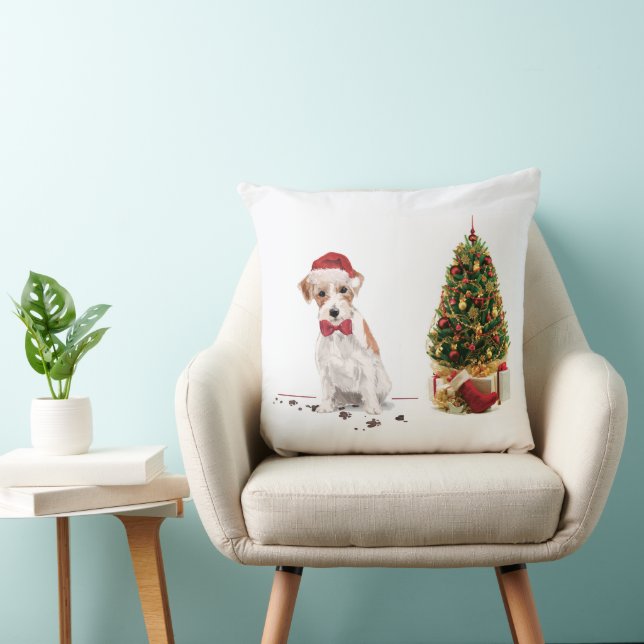 Wire Haired Jack Russell Funny Christmas Dog Kissen (Stuhl )