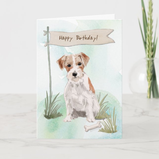 Wire Haired Jack Russell Terrier Under Birthday Karte (Vorderseite)