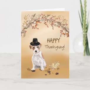 Wire Hairs Jack Russell Funny Hat Erntedank Karte