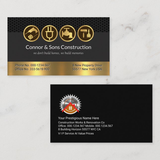 Wire Mesh Gray Gold Layers Handyman Visitenkarte (Vorne/Hinten)