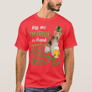 Wire of Terrier Kiss Me Im Irischen oder Betrunken T-Shirt
