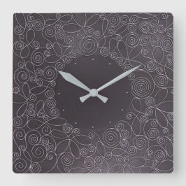 wire ornaments on black background quadratische wanduhr
