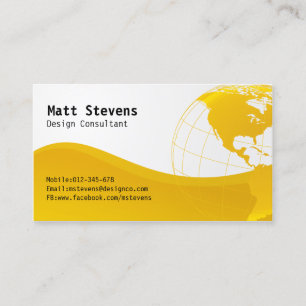 Wire Yellow Globe Americas Business Card Visitenkarte