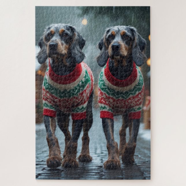 Wired Haired Pointing Griffon Dogs Christmas Snow  (Vertikal)