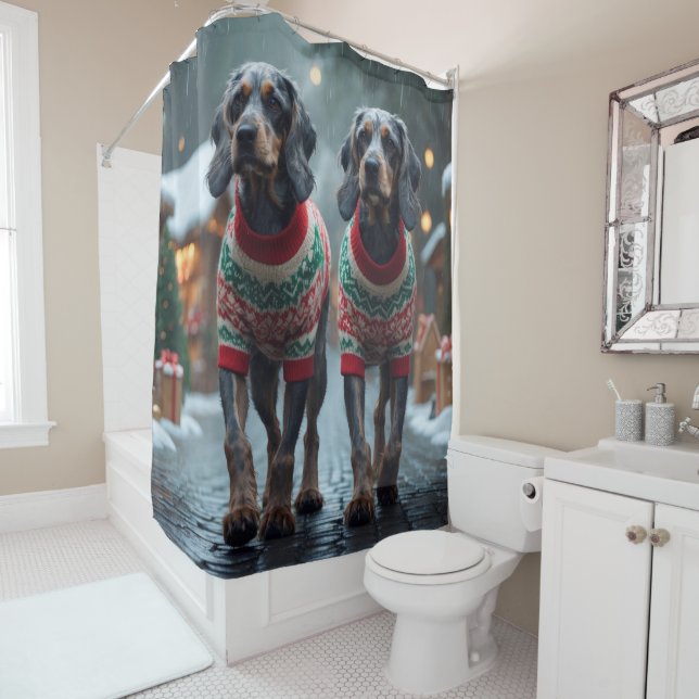 Wired Haired Pointing Griffon Dogs Christmas Snow  Duschvorhang (Beispiel)