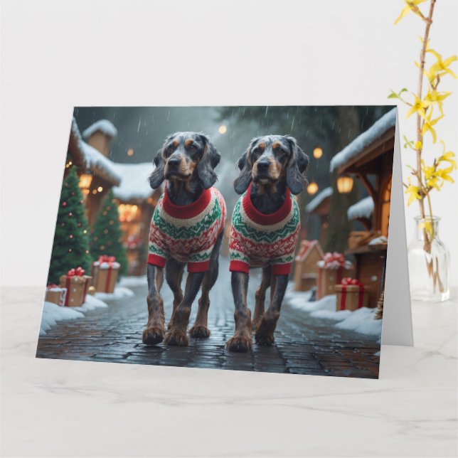Wired Haired Pointing Griffon Hunde Weihnachtsschn Karte (Gelbe Blume)