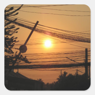 Wired Sunset ... Krung Thep, Thailand Quadratischer Aufkleber