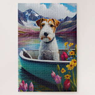 Wirefox Terrier auf einem Paddel: Ein landschaftli
