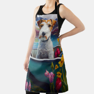 Wirefox Terrier auf einem Paddel: Ein landschaftli Schürze