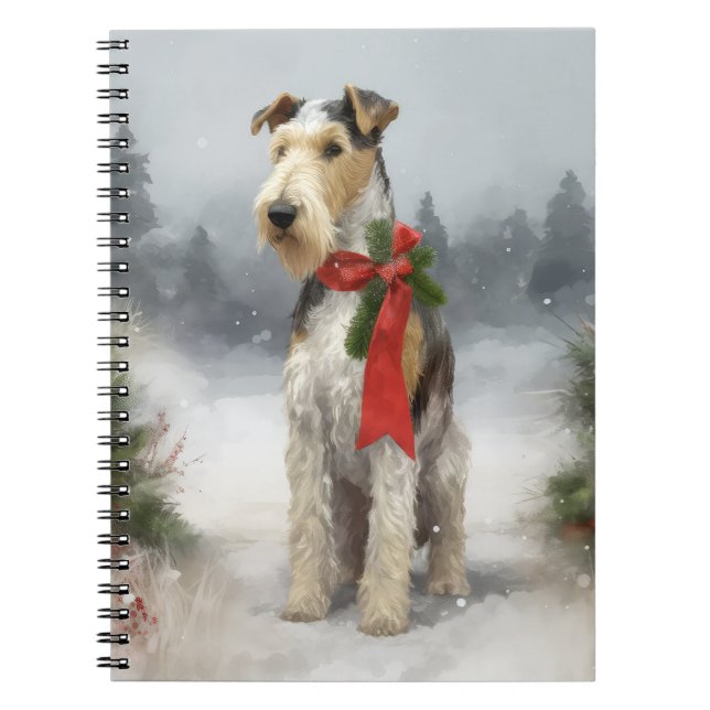 Wirefox Terrier Dog im Schnee Weihnachten Notizblock (Vorderseite)