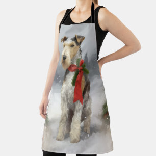 Wirefox Terrier Dog im Schnee Weihnachten Schürze