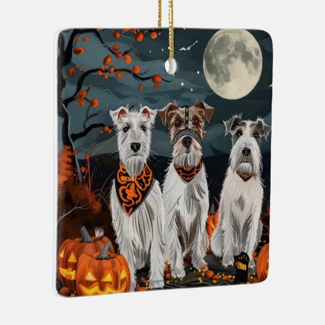 Wirefox Terrier Halloween Spooky Keramikornament (Rechts)