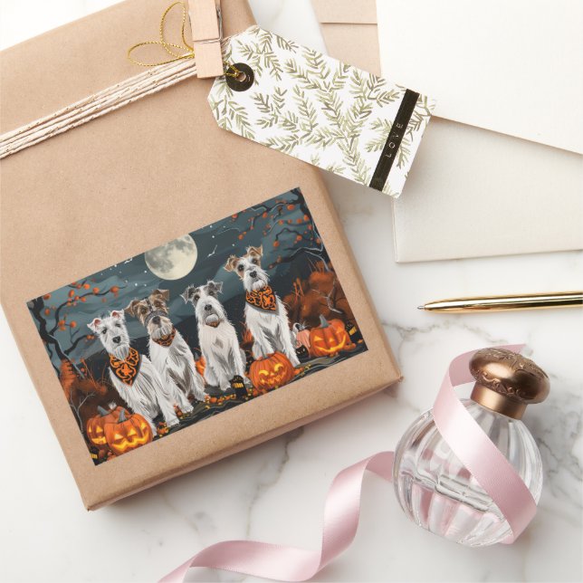 Wirefox Terrier Halloween Spooky Rechteckiger Aufkleber (Schenken)
